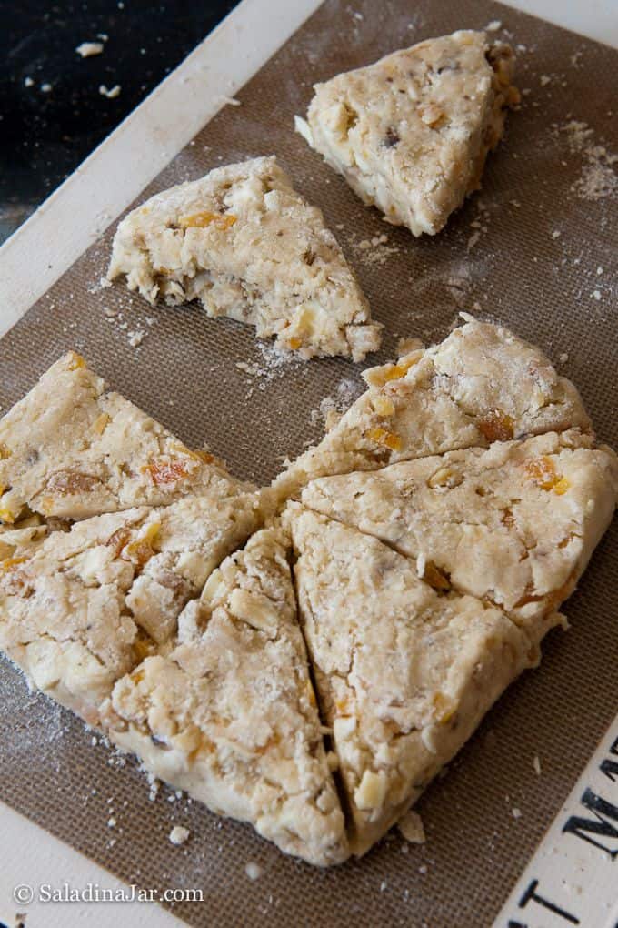 cutting dough into 8 wedges