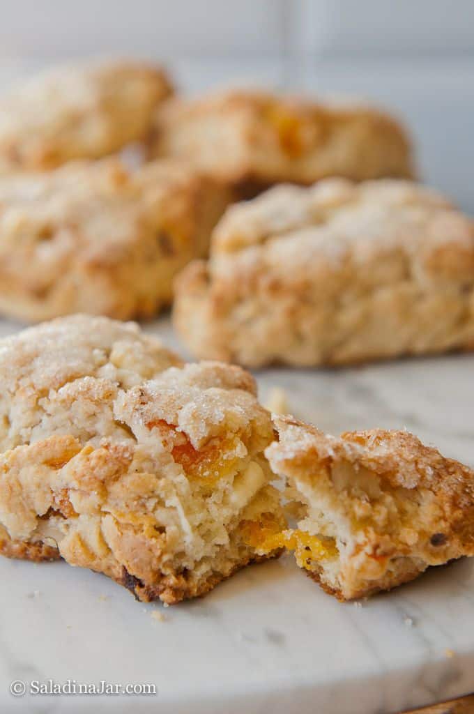 White Chocolate, Dried Apricot and Walnut Scones--ready to eat