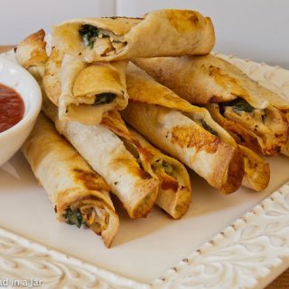 Crispy Chicken and Spinach Flautas