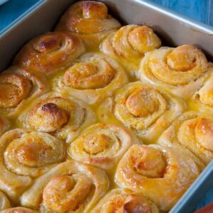 Alabama Orange Rolls in a large pan