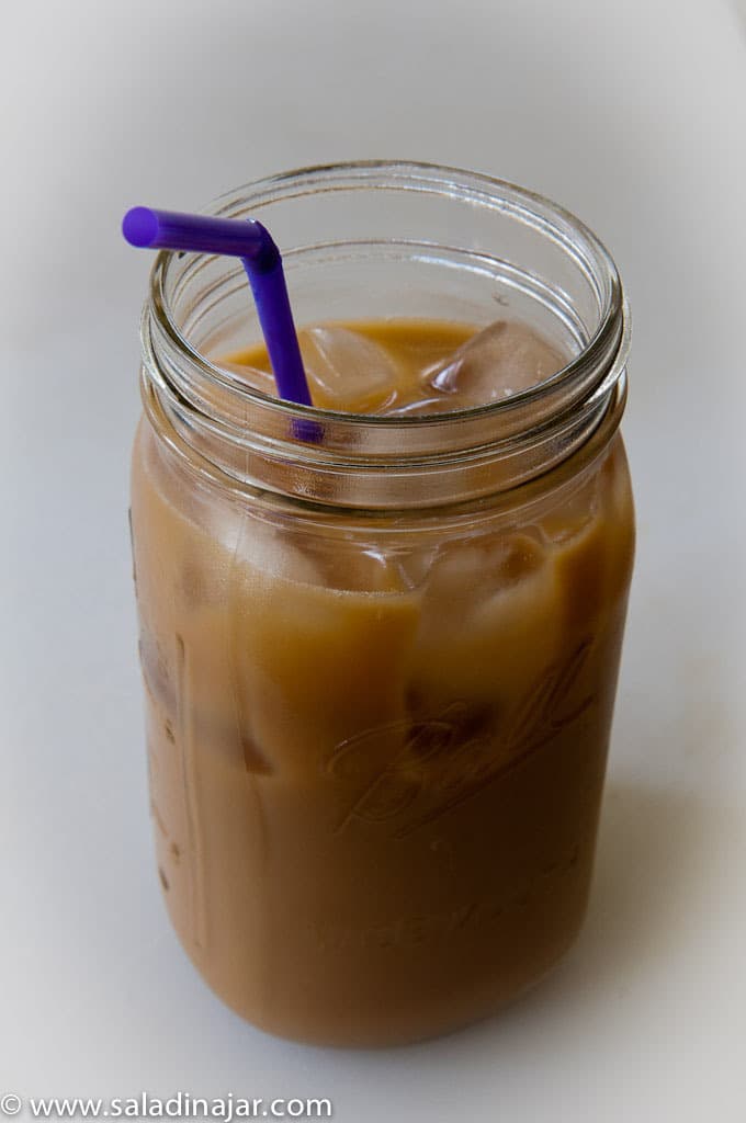 Iced Coffee Latte Iced Coffee Milk Woman Holding Glass Cup Stock