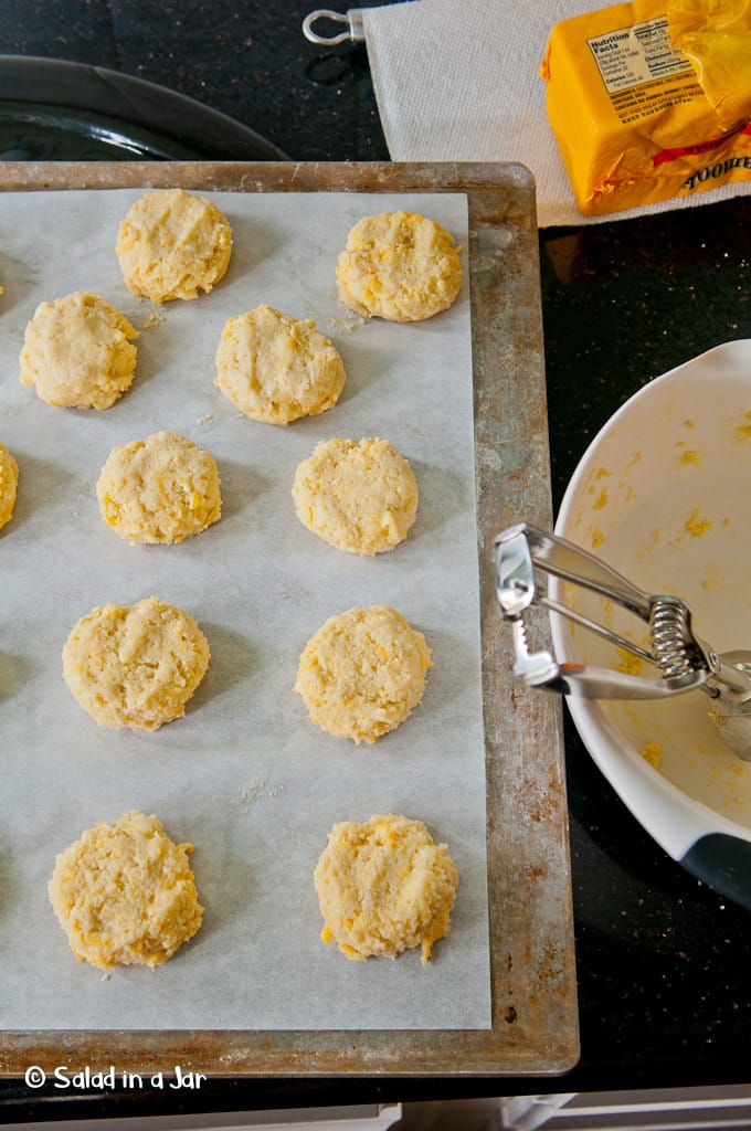 Raw almond flour and Greek yogurt bread in the form of biscuits.