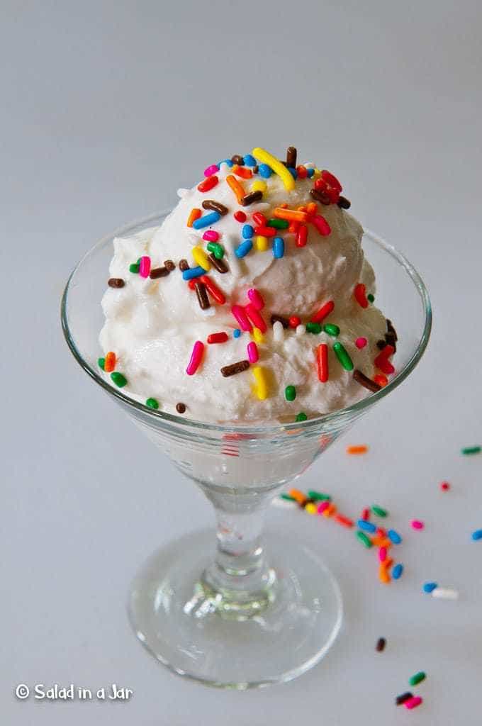-- yogurt in dish with candy sprinkles