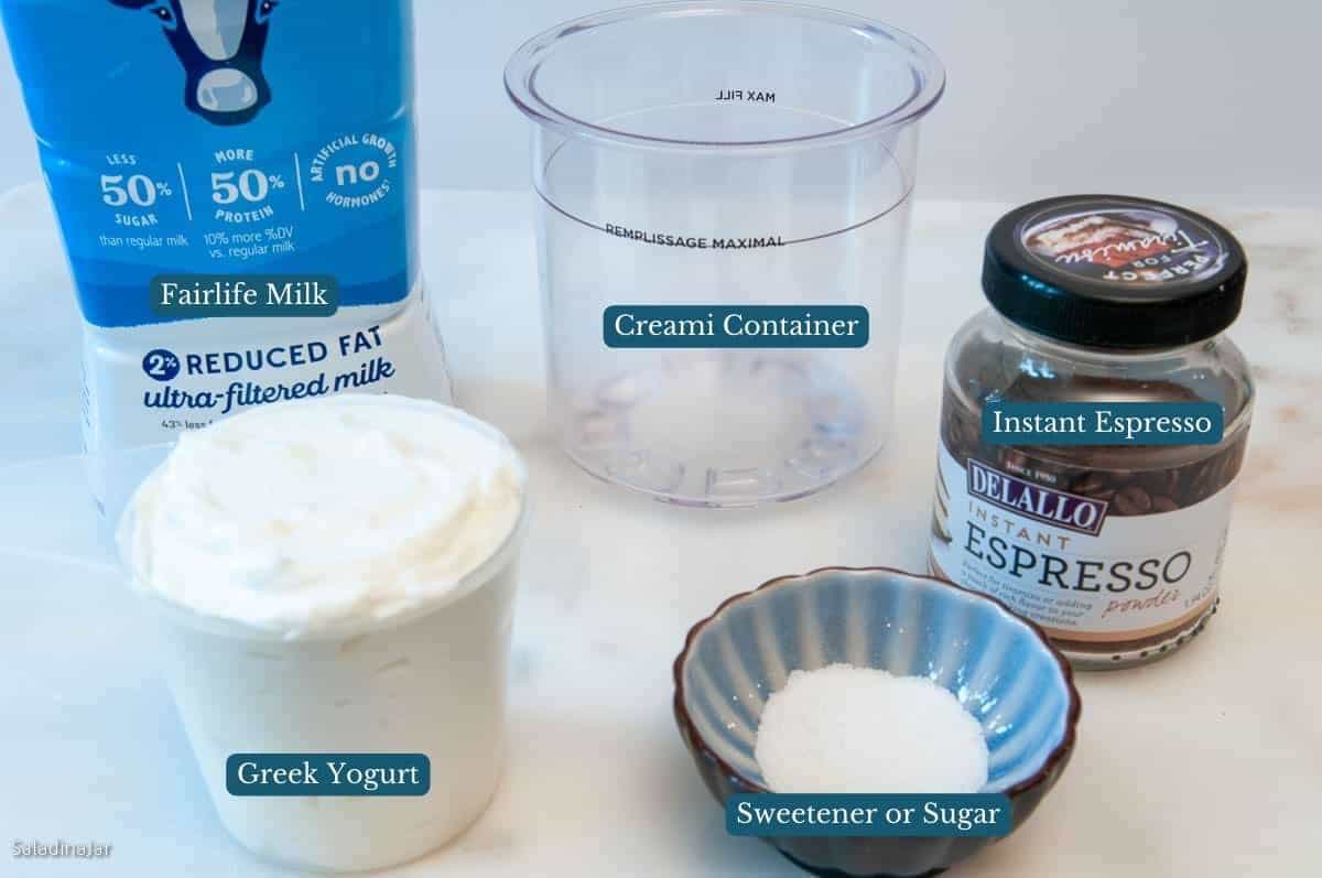 ingredients for coffee frozen yogurt creami
