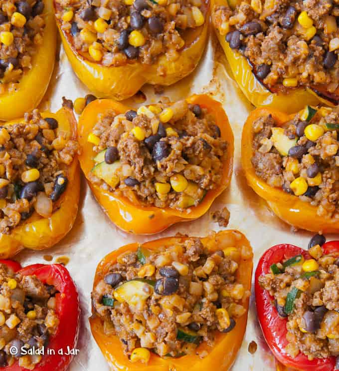 Southwestern Stuffed Peppers on tray