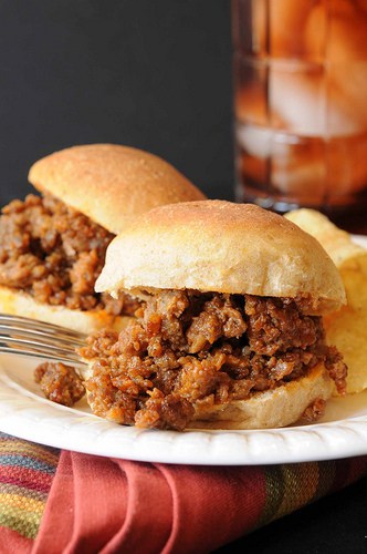 Sloppy Joe Sliders on Whole Wheat Rolls