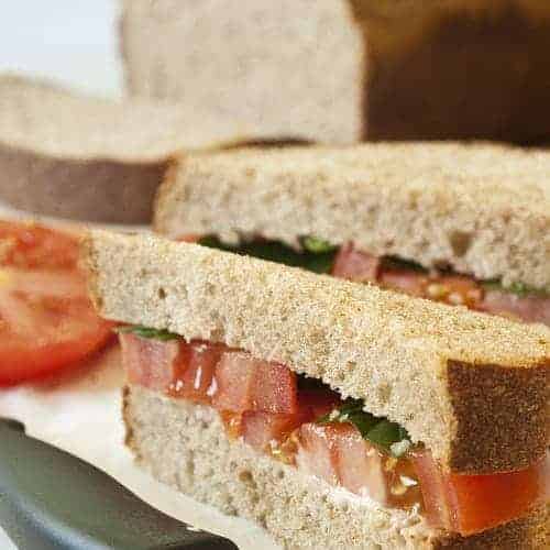 Honey Whole Wheat Bread made into sandwiches