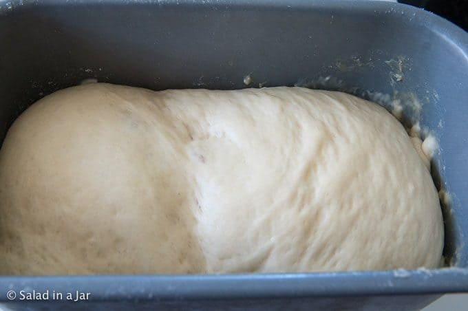 Japanese milk bread dough risen to double.
