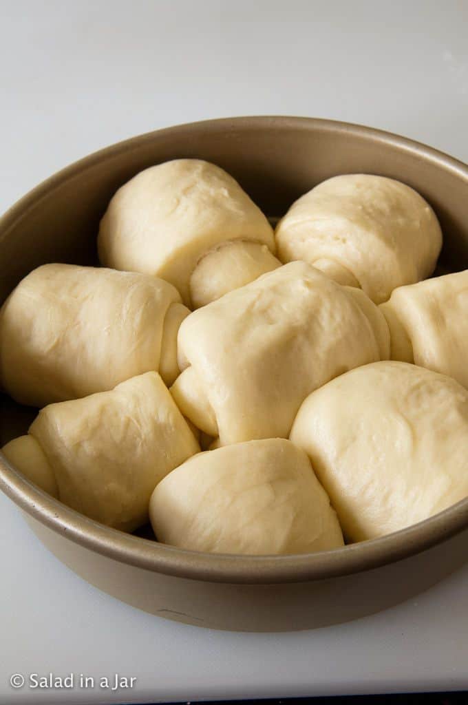 dinner rolls doubled in size before baking