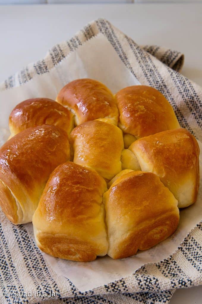 baked and butter bread machine Tangzhong dinner rolls.