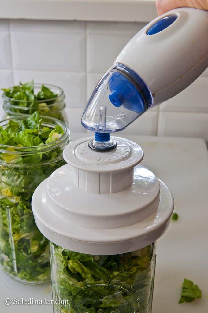 Using a Hand-Held  Vacuum-Sealer for Mason Jars To Store Cut Lettuce
