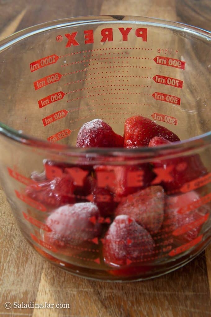 frozen strawberries before cooking.