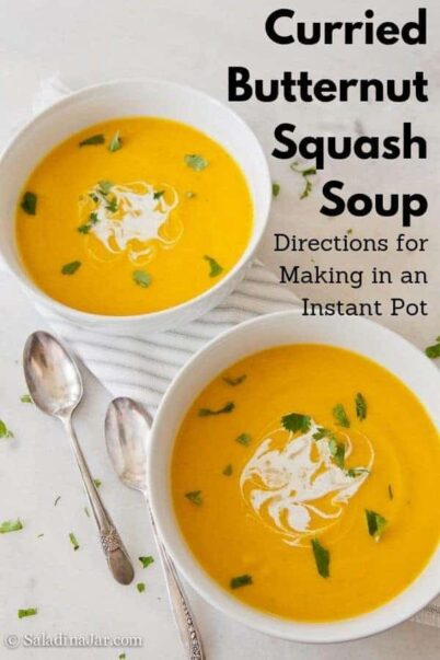 Pinterest image for Butternut Squash Soup with Coconut Milk and Curry
