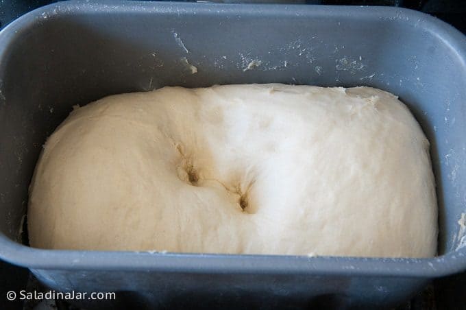 dough should look like this after the first rise at the end of the DOUGH cycle