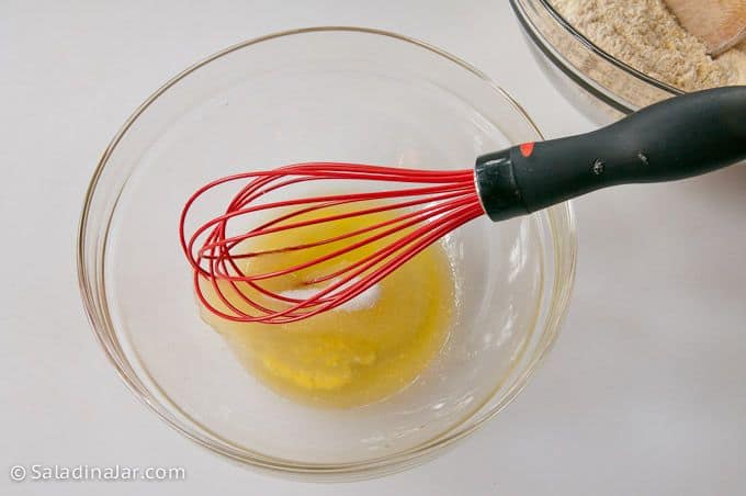 whisking oil and butter