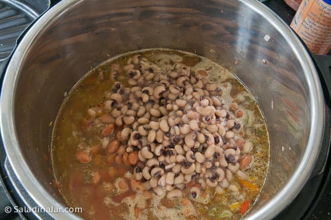 Texas Black-Eyed Pea Soup--adding beans