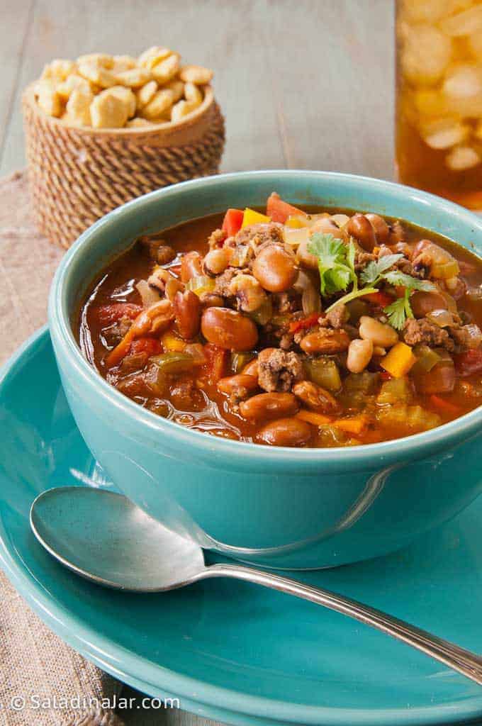 a bowl of Spicy Black-Eyed Pea Soup