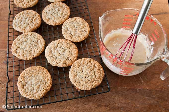 Cookies cooling on a wire rack