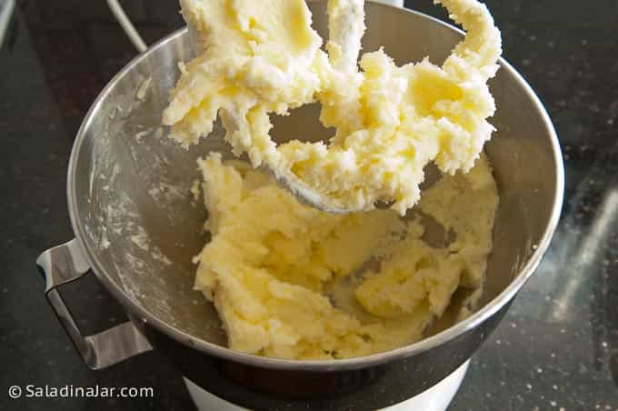 combining the butter, eggs, honey and vanilla