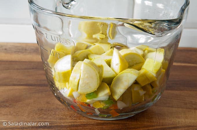 Cooking squash and peppers