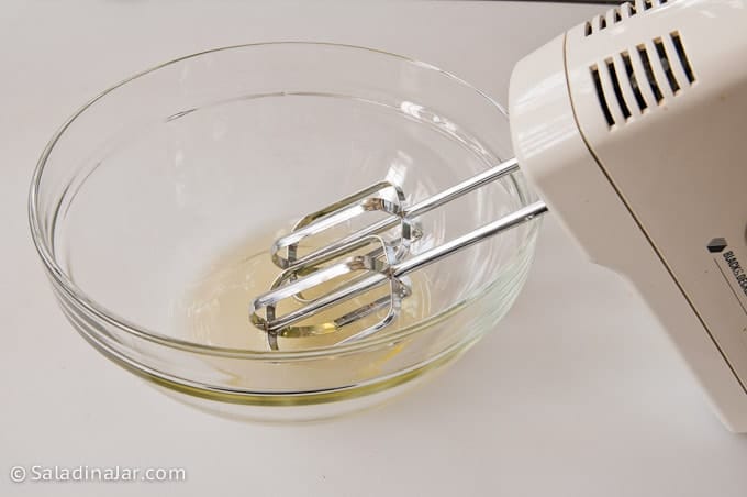 egg whites in mixing bowl