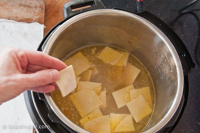 add flat dumplings to broth