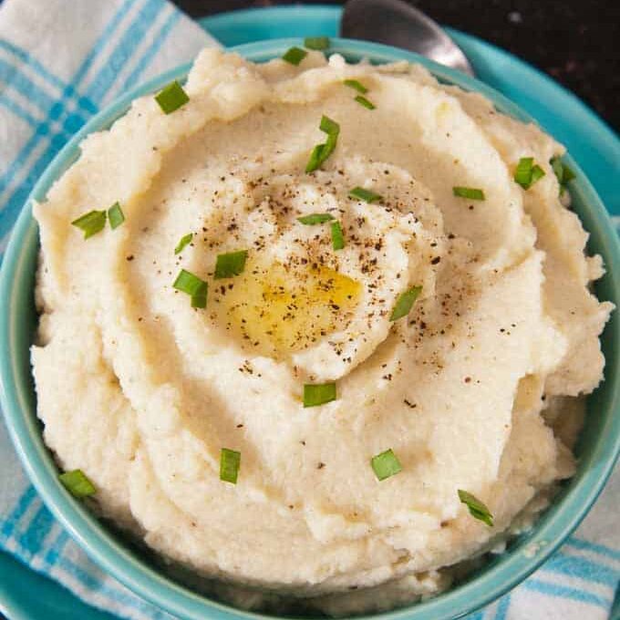 Mashed cauliflower made in the microwave.