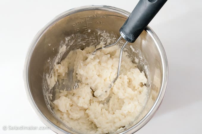 mashing potatoes