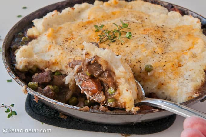 Baked Shepherd's Pie in a skillet