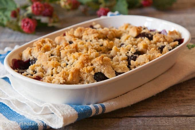 Speedy Blackberry Cobbler with an Easy Shortbread Crust --In a dish ready to serve