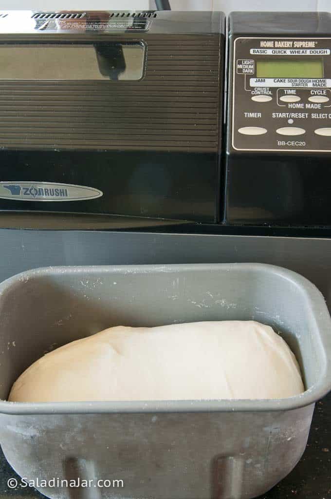 dough mixed in bread machine is ready to shape