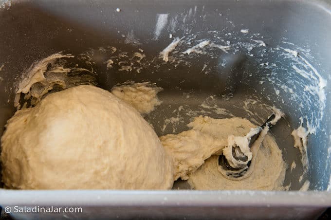 mixing dough in bread machine