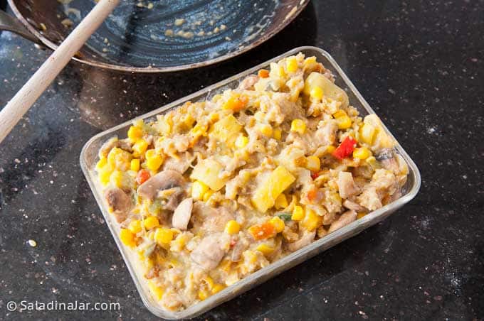 casserole ready to put in the oven.