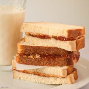 Peanut butter and Jelly sandwich made with Sweetened Condensed Milk.