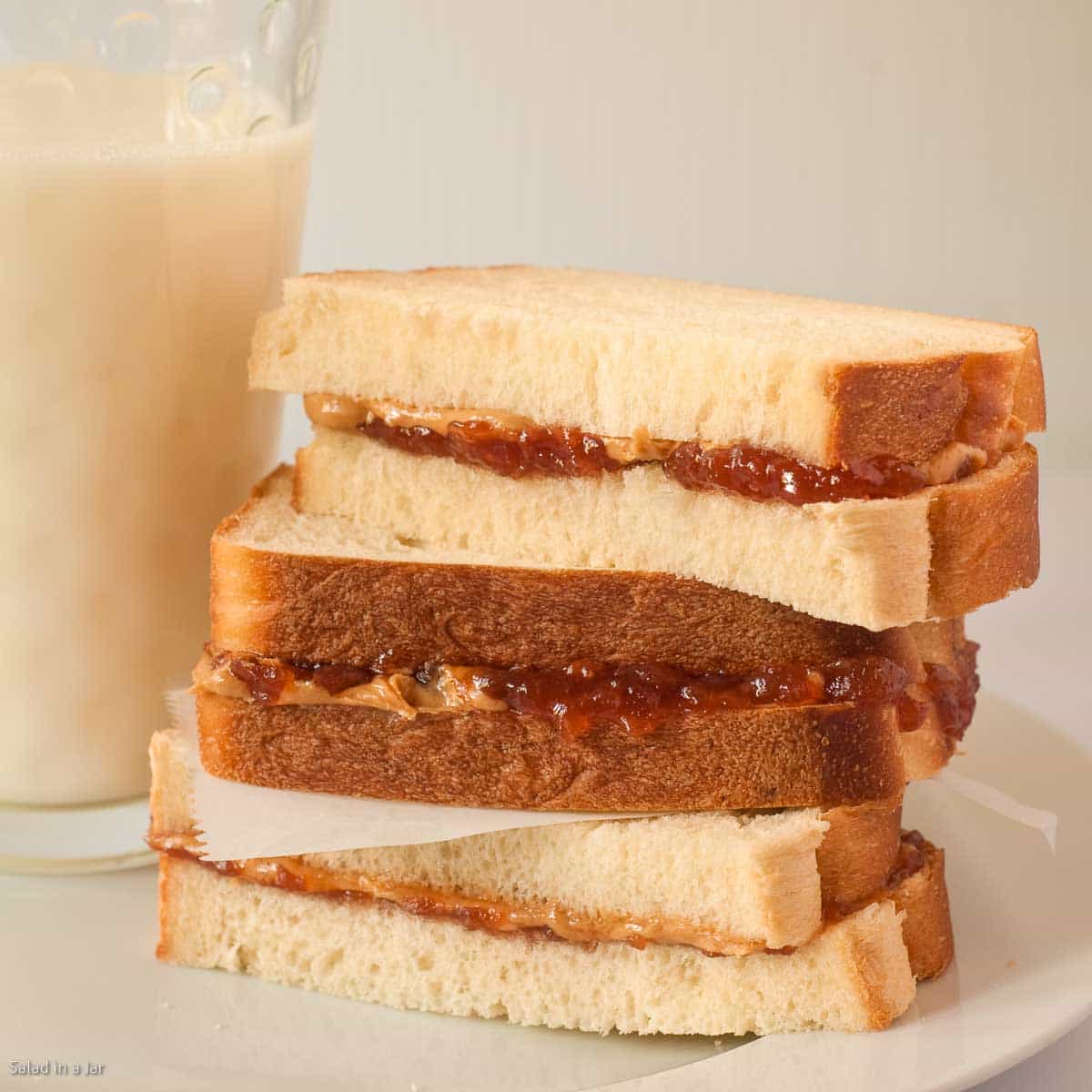 Peanut butter and Jelly sandwich made with Sweetened Condensed Milk.