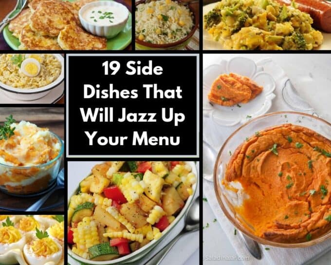 Eight images that are part of a collection of 19 side dishes from this website