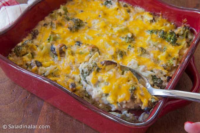 Broccoli and Rice Casserole out of the oven