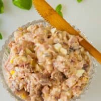 Ham Salad on Sweet Potato Chips