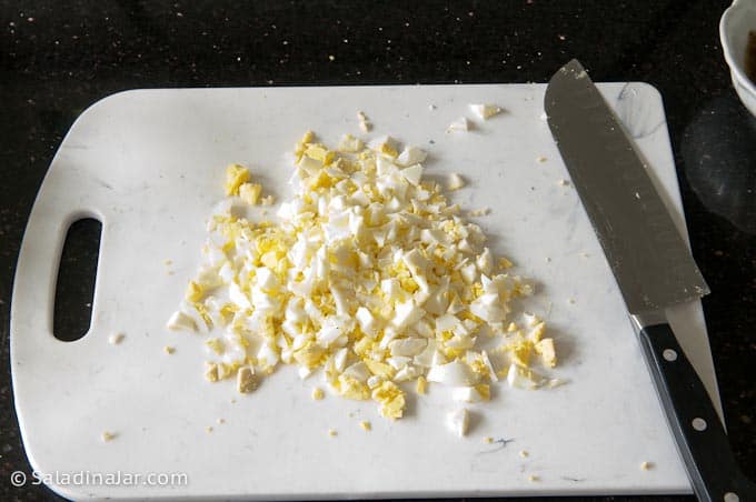chopped hard boiled eggs.