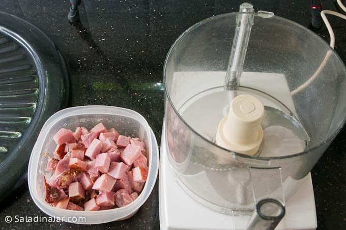 using a food processor to shred ham