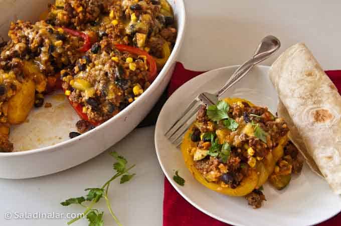 stuffed peppers with flour tortilla