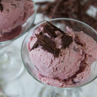 one serving of blackberry ice cream