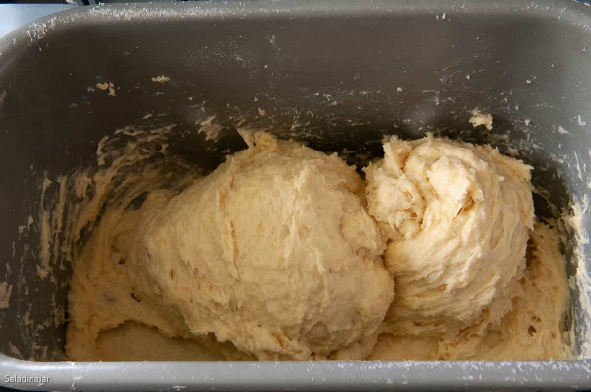 the dough will begin to form a ball within 3-4 minutes