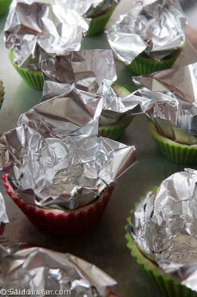 using foil to keep crust from puffing in the middle.