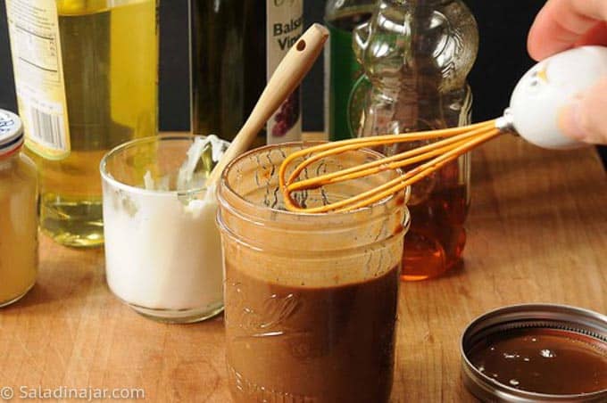 mixing yogurt dressing