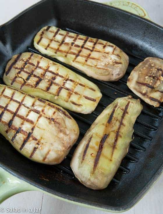 grilling eggplant in a grill pan to keep it from getting mushy