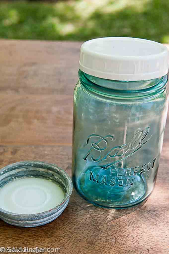 vintage Mason jar with a vintage glass lined lid
