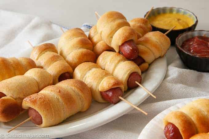 Baked corn dogs with Jiffy mix and yeast