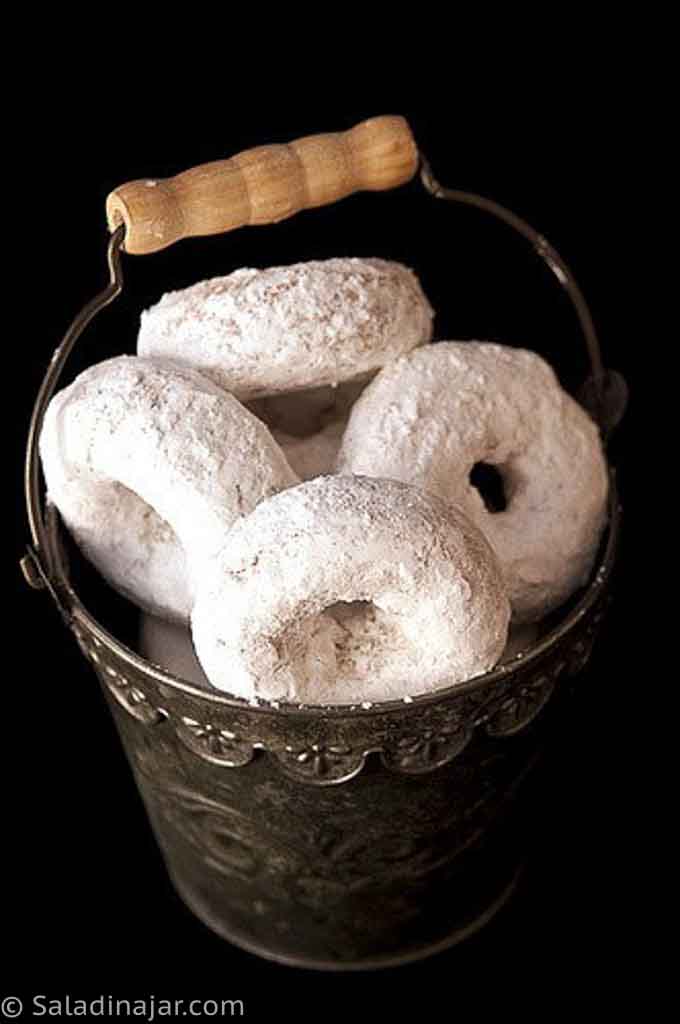 Baked Cake Donuts  with a light coating of powdered sugar--ready to eat