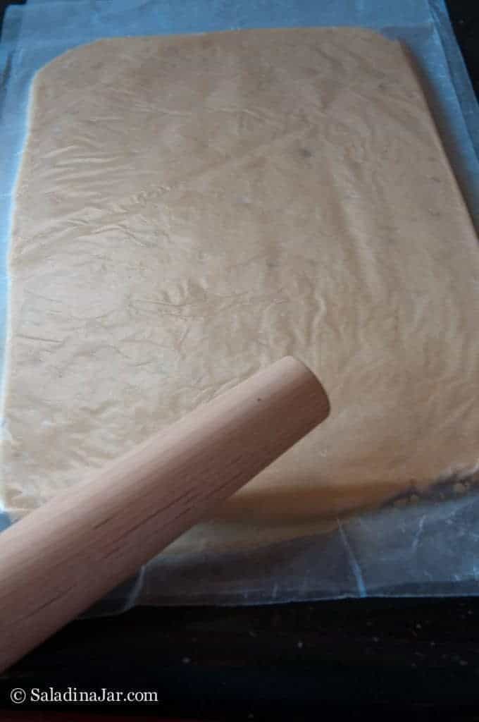 dough in large rectangle